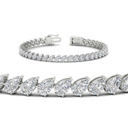 Leaning Pear Cut Diamond Tennis Bracelet